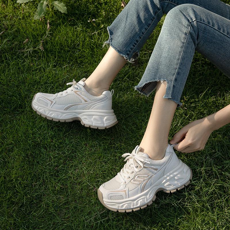 Fashionable contrasting color thick sole casual sports shoes, outdoor versatile travel shoes, breathable dad shoes, women's shoes