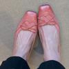 Розовые туфли-лодочки женские нежный ветер бант светлый носок на одном педале с юбкой толстый каблук высокие каблуки