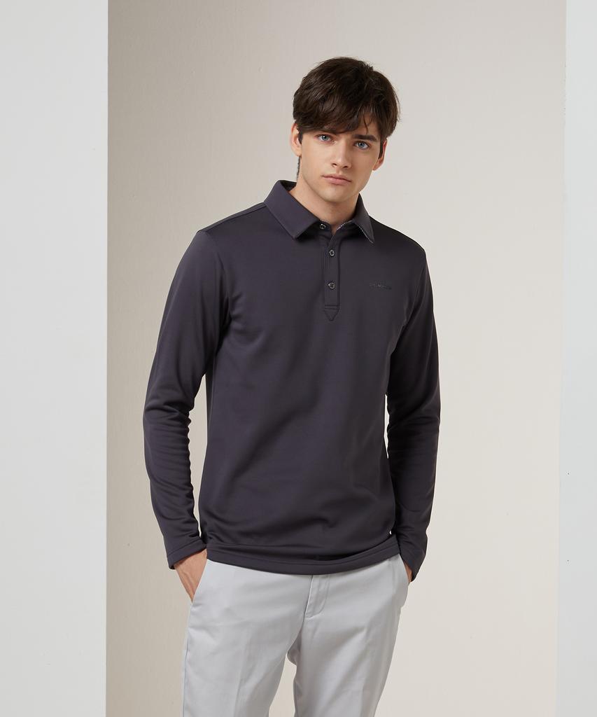 GREGNORMAN Lightweight Fleece-Lined Collared T-Shirt_Charcoal Grey