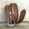 1.5" Wide Western Leather Belt Cowboy Rodeo Casual Leather Belt Floral Embossed, Size 28" To 40"