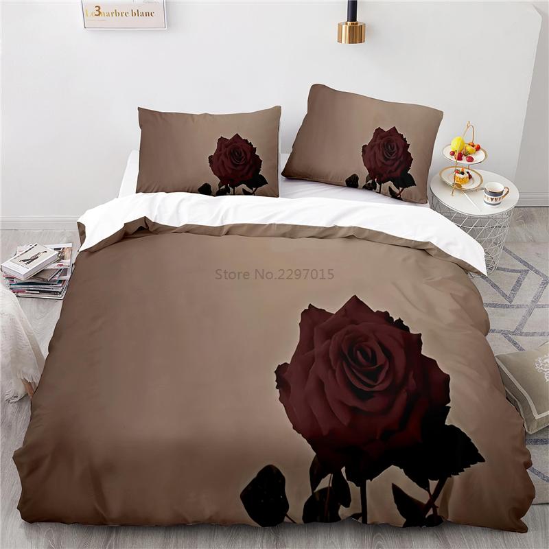 Женский Девочки Art Rose Flowers 3D Пододеяльник Комплект с Наволочкой Элегантный Цветочный Постельный Комплект Европа/Австралия/США Королева Размер King