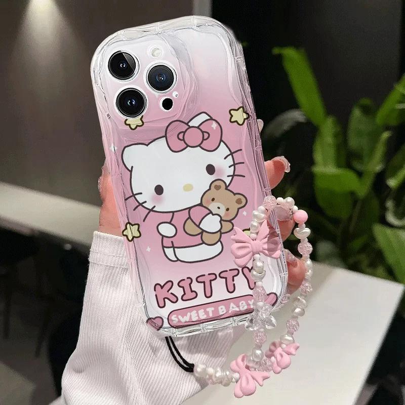 Чехол-цепочка Sanrio Hello Kitty для Xiaomi Redmi Note 15 Pro 5G 15C 15 14C 13C Note 14 13 12 Pro Plus A7 Pro 5G Милый прозрачный чехол