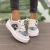 New Plus-size Low-rise Lace-up Oil Painting Style Sneakers Skateboard Women's Shoes Women's Loafers Sneakers Plus Size