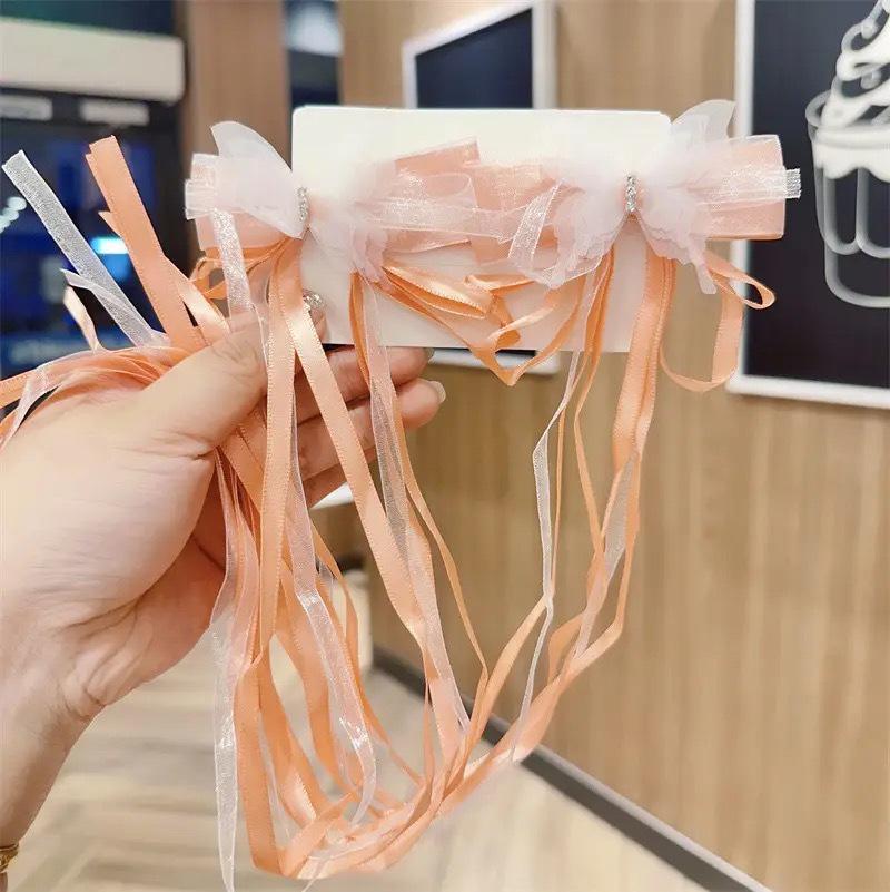 Ручная работа Танский костюм Бант Кисточка Ханьфу Заколки для волос: Летящие Ленточные Аксессуары для Костюмов Девочек на Выступления