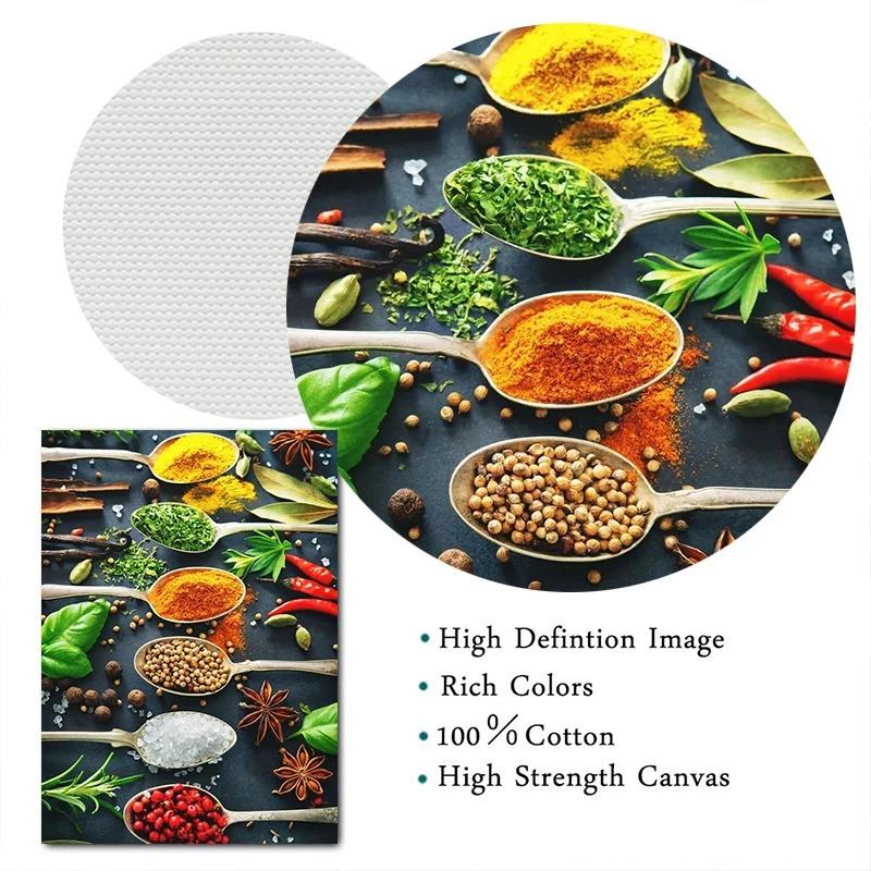 Modern Cooking Herbs Spices Sushi Utensils Spoon Wall Art Picture Canvas Painting Luxury Artwork Poster Print Home Kitchen Decor