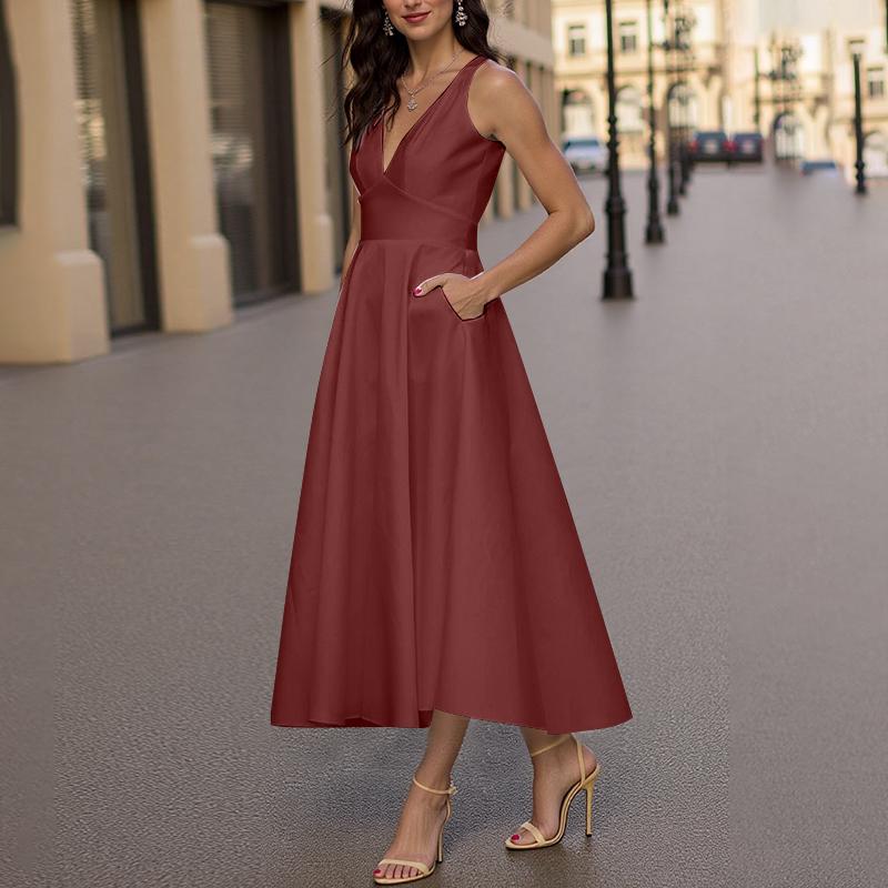 ZANZEA Women Summer V-Neck Sleeveless Backles Casual Long Dress