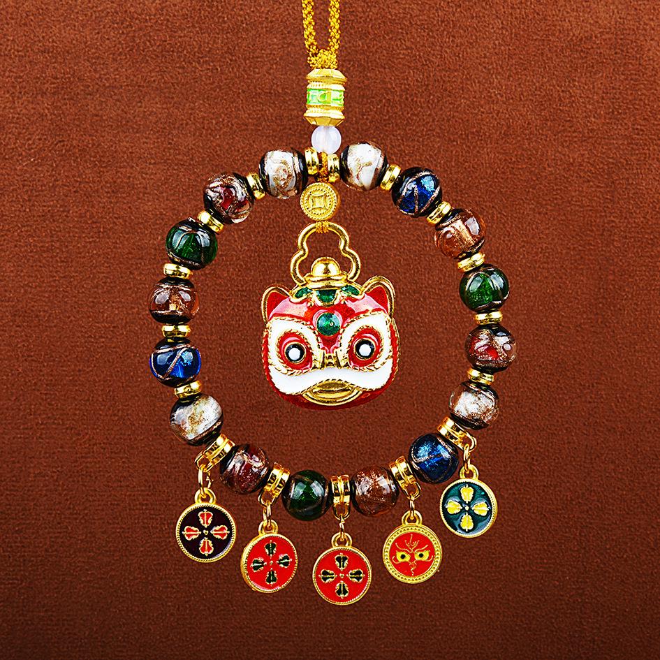 2026 Yellow Jambhala Tibetan-Style Glazed Abacus Car Ornament - Wealth God Decoration