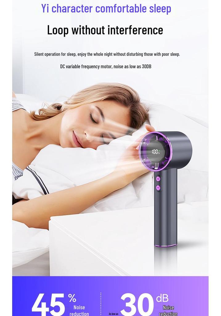2026 Portable Handheld Fan S1 - 100-Speed USB Fan with Digital Display for Office & Outdoor Use