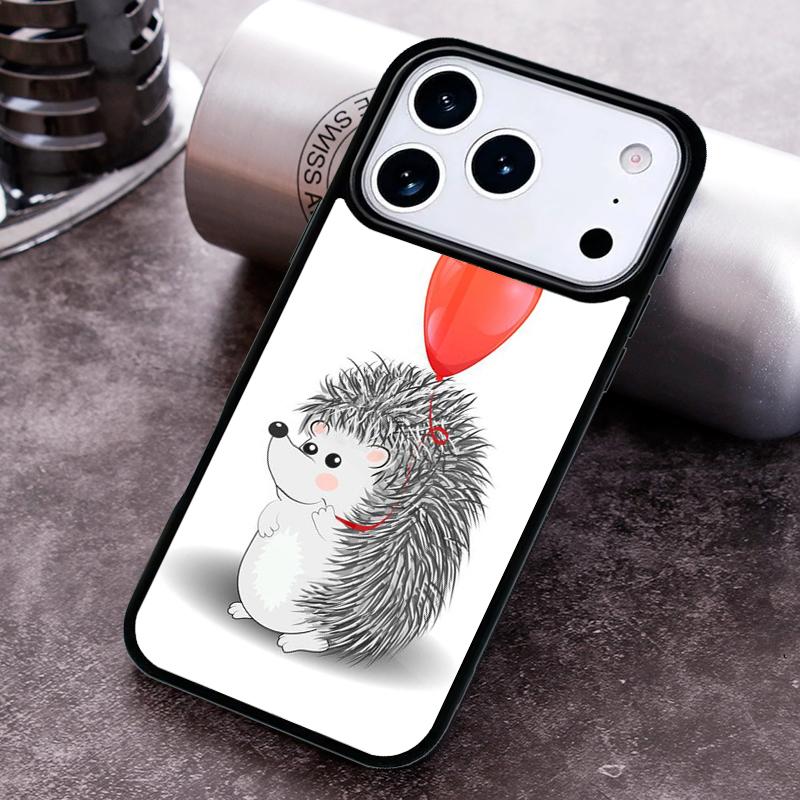 Hedgehog and Balloon Phone Case for iPhone 17 16 15 Pro Max Air 14 13 12 11 Plus Shockproof Cover