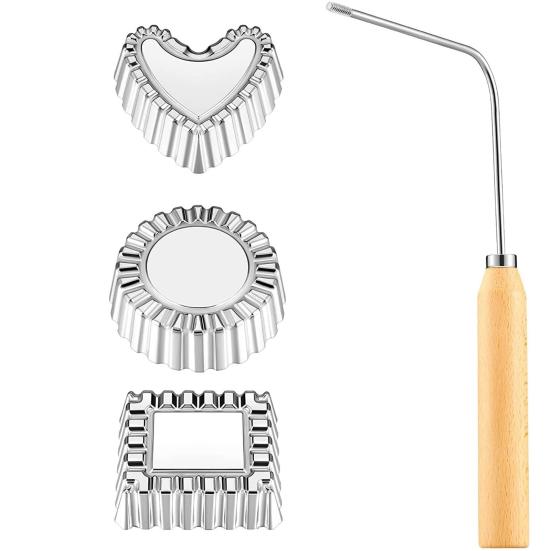 Frying Mold Set with Long Handle Non-Stick Shredded Carrot Shrimp Patty Spoon Waffle Cooking Stamp Cookie Press Mold Stainless Steel Kitchen Baking