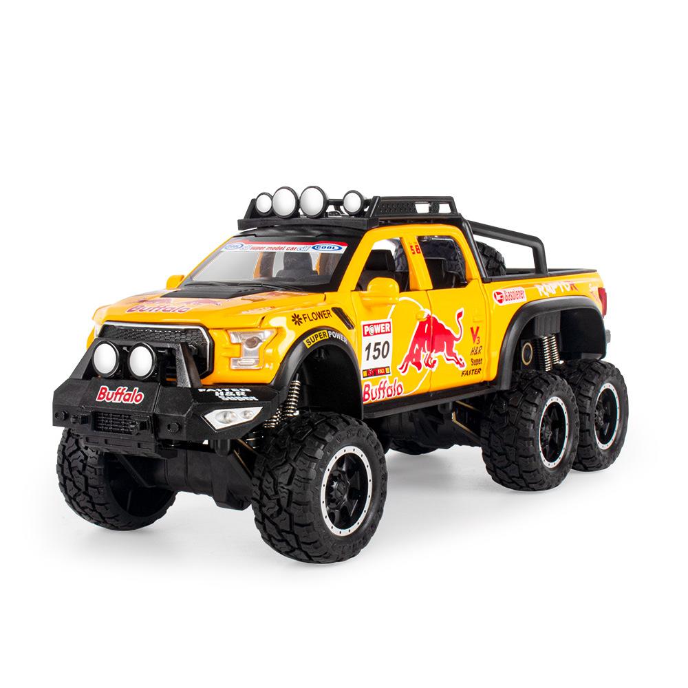 Масштаб 1/28 Ford Raptor F150, литая под давлением модель автомобиля, игрушечный автомобиль с откатным механизмом, звуком и светом для детей, коллекция подарков для мальчиков и девочек