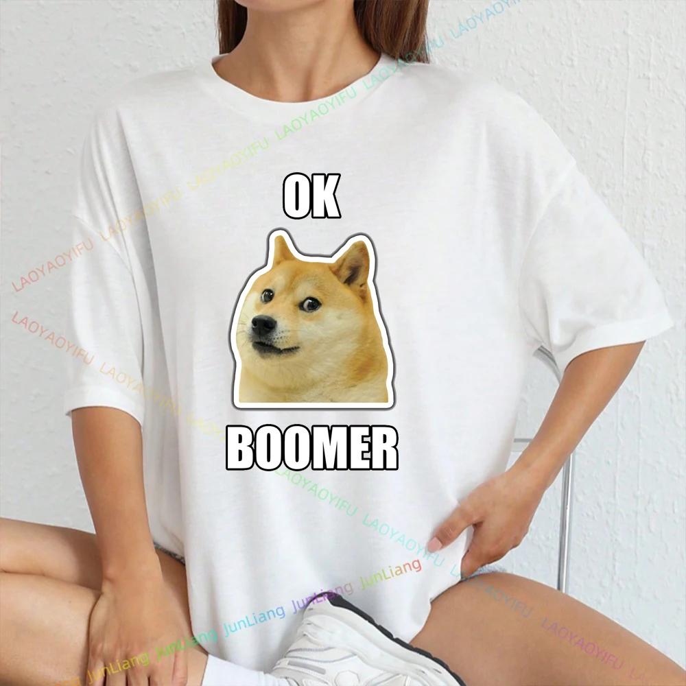Футболка с коротким рукавом Cheems Dog OK Boomer Оверсайз Футболка Унисекс Смешные Подарки Мужская Одежда Топы Харадзюку Топ Женская Мужская Одежда