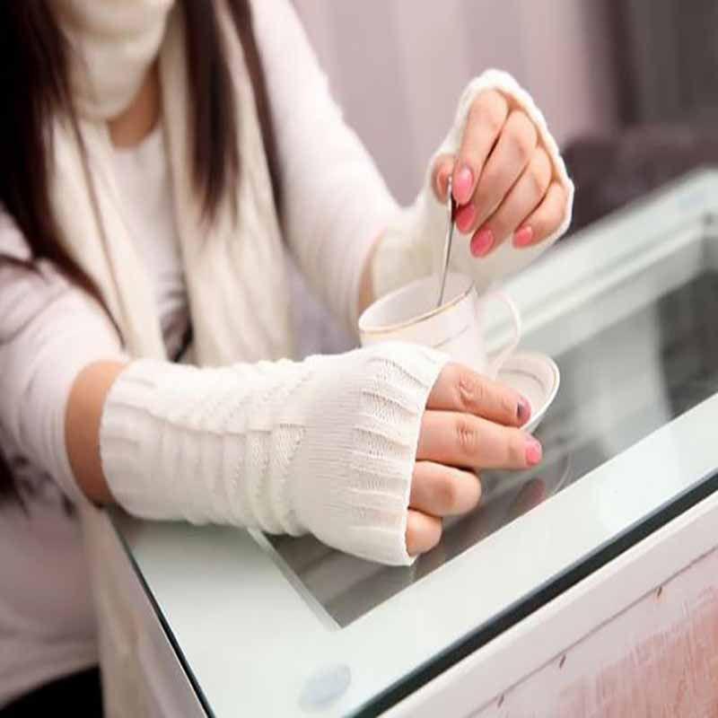 Стильные Модные Женские Перчатки Митенки Длинные Без Пальцев Вязаные Крючком Для Комфорта