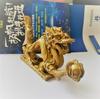 Copper Dragon Figurine Holding a Ball Chinese Feng Shui Good Luck Amulet