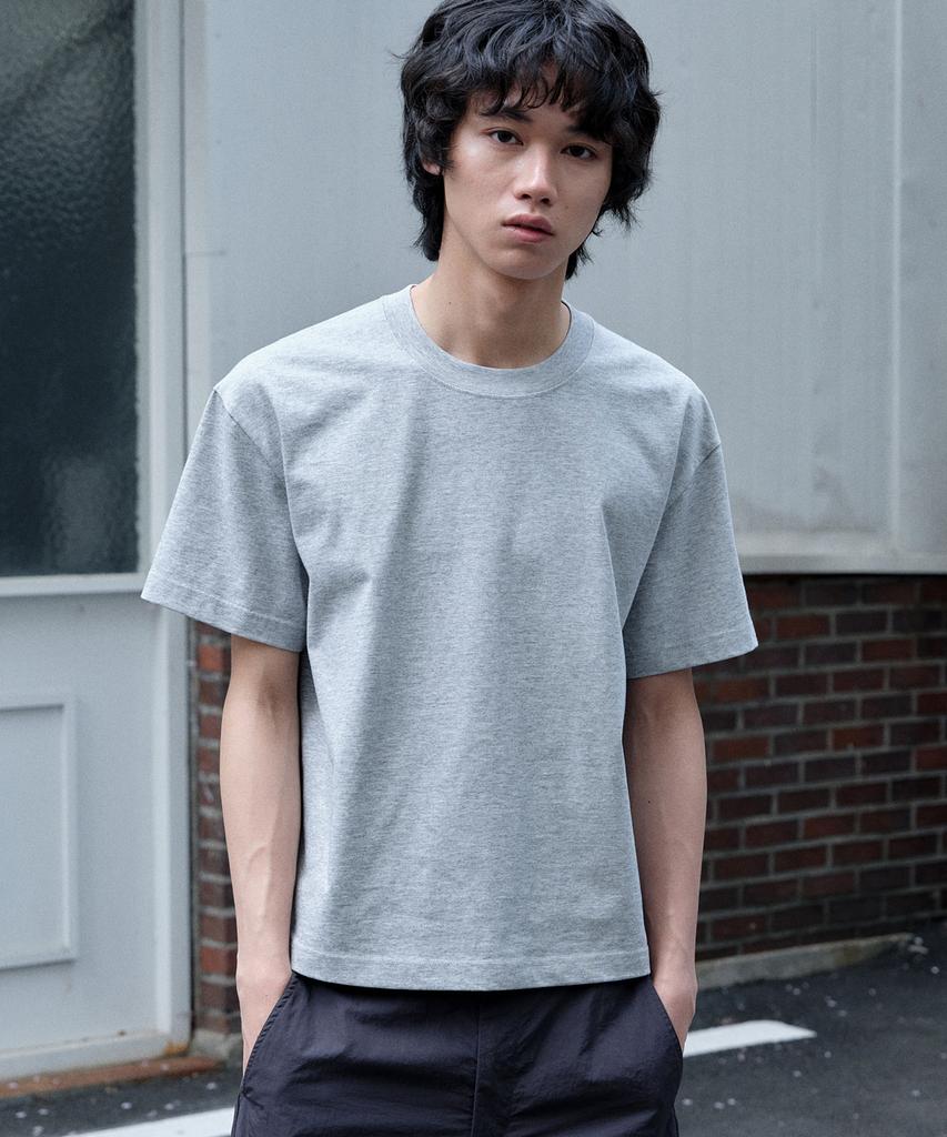 JUAN HOMME Crop Fit Compact Half Sleeve (Melange Grey)