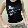 Новый жилет без рукавов с принтом Y2K Harajuku, шикарный повседневный укороченный топ в рубчик