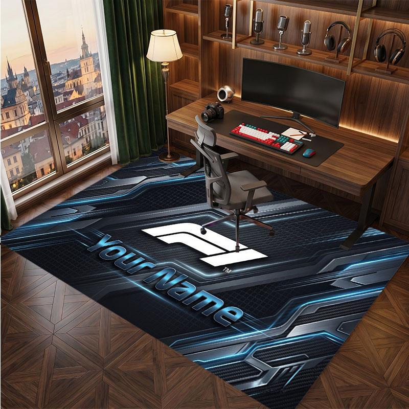 F1 Personalized Crystal Velvet Carpet, Customized Name Text Soft Anti‑Slip Rug for Living Room Bedroom