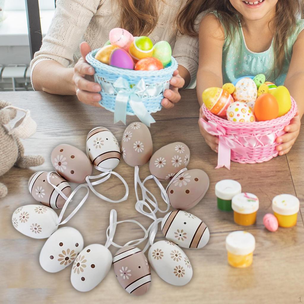 12 шт. пасхальные яйца, украшения для яиц, красочные с веревкой для школьных проектов
