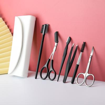 Мужской набор из 5 предметов для стрижки бровей из нержавеющей стали, набор для начинающих, ножницы для стрижки бровей, расческа для ресниц, инструмент для макияжа