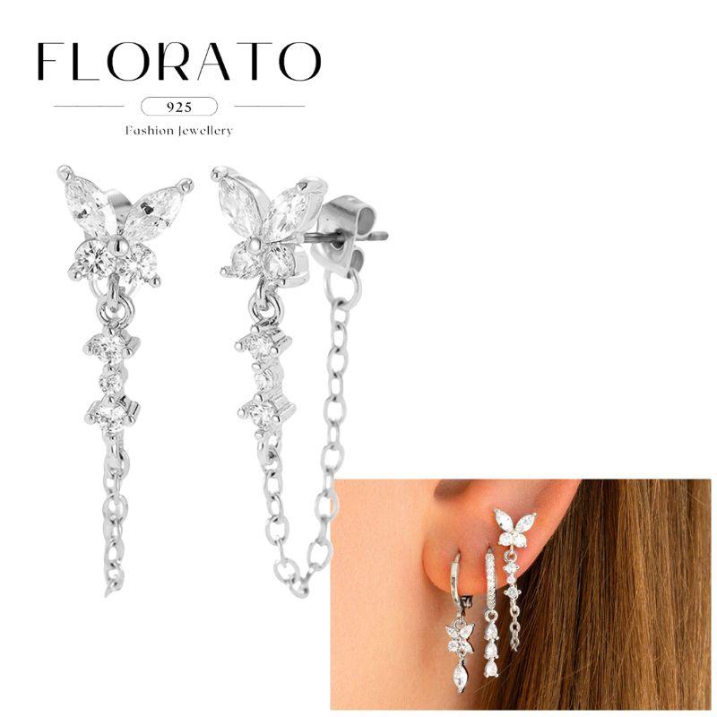 FLORATO серьги из стерлингового серебра 925 пробы серьги-цепочки с подвеской-кисточкой серьги с цирконием серебряные серьги для женщин тренд Роскошные свадебные украшения