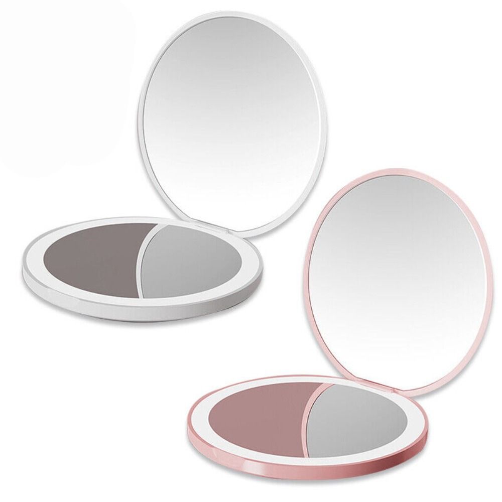 Round Fashion with USB Charge Led Light Cosmetics Tool 2X Magnifying Mirror Luminous Makeup Mirror