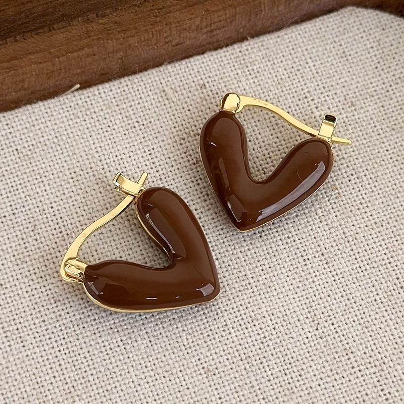 Простые новые коричневые геометрические серьги в стиле ретро с темпераментом, французские серьги, украшения для девочек