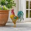 Красочные металлические статуэтки петухов для сада, водонепроницаемая скульптура курицы, декоративное украшение для двора со звездным узором, наружное украшение для патио, газона, заднего двора, декоративное