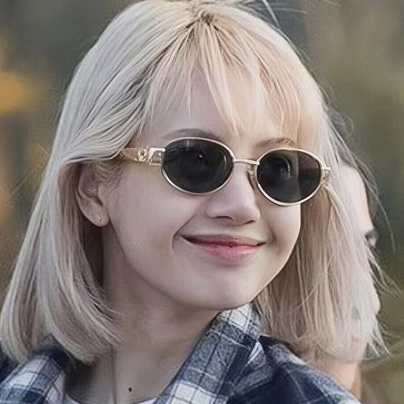 Гонконгские ретро-солнцезащитные очки «Кошачий глаз» для женщин с высококачественной металлической овальной оправой, с возможностью установки линз по рецепту.