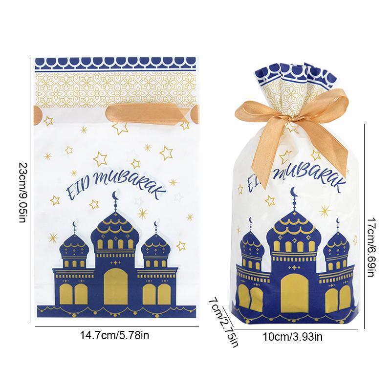 20Pcs Eid Mubarak Candy Gift Bags Rabbit Ears Cookie Packaging Islamic Muslim Party Supplies 2024 Ramadan Kareem Home Decoration