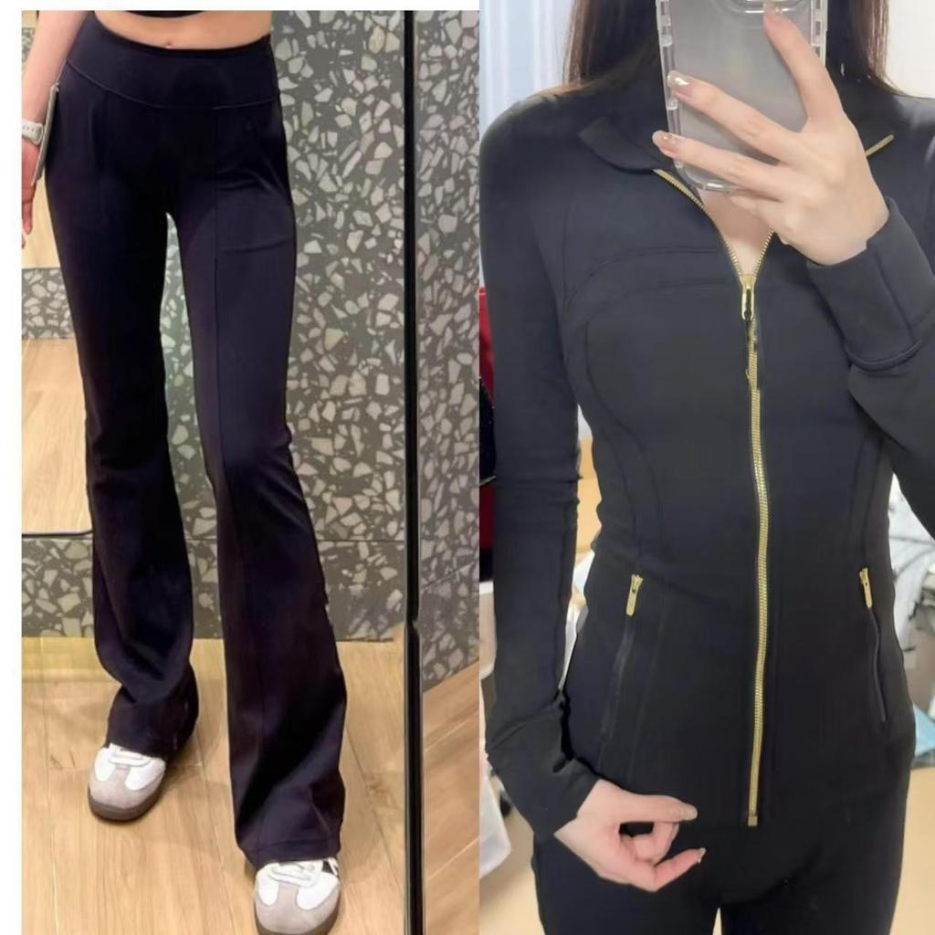Женский быстросохнущий костюм для йоги Lulu SLEEK CITY с дышащей курткой и спортивными расклешенными брюками