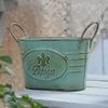 Double Handles Ellipse Iron Flower Pots Retro Style Garden Planting Tool Storage Bucket Florist Home Furnishing Vase Decoration
