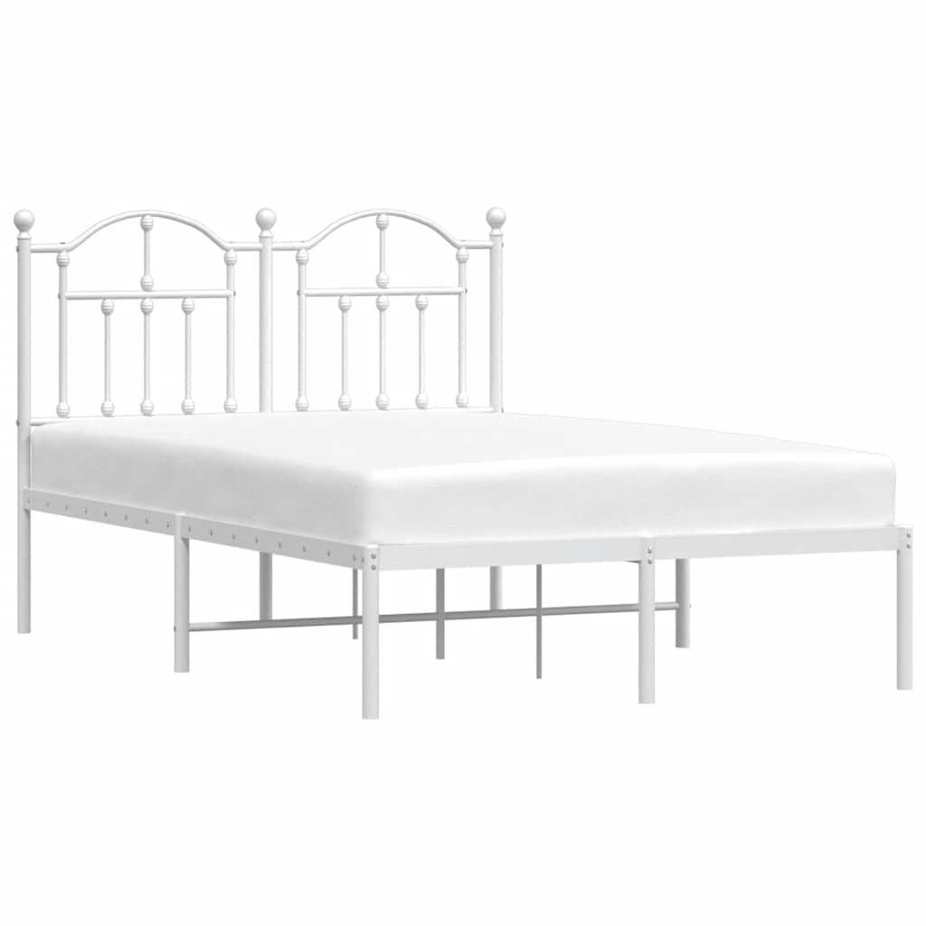 Metal Bed Frame with Headboard White 120 x 200 cm