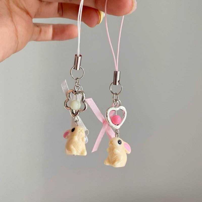 Кролик Лента Шарм для телефона Брелок Элегантный Бантик Подвеска-цветок Брелок для ключей Романтичный Брелок Подарок для Женщины Девушки Подростка