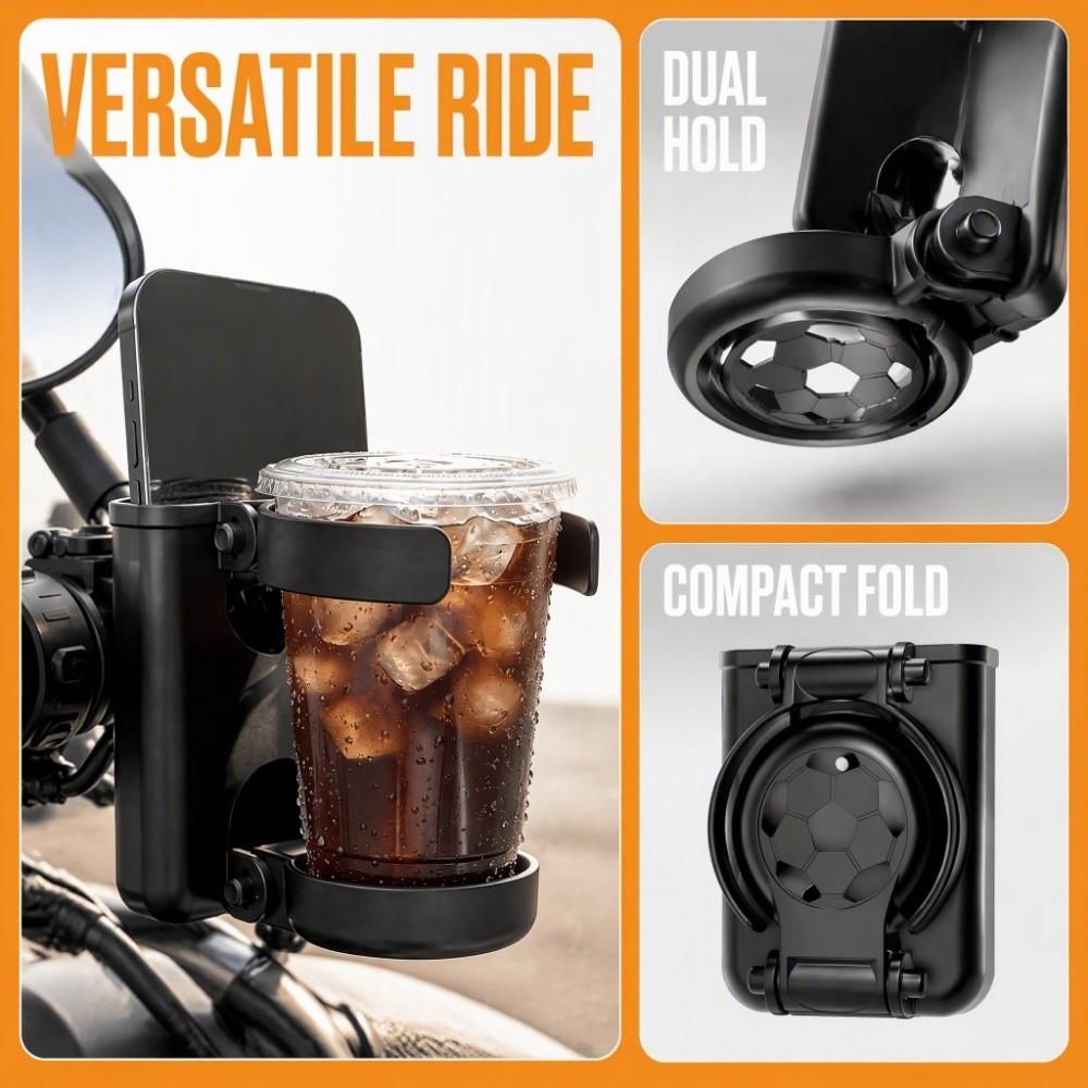 Anti-Slip Foldable Motorcycle Cup Holder 360° Rotatable Water Bottle Organiser Electric Scooter
