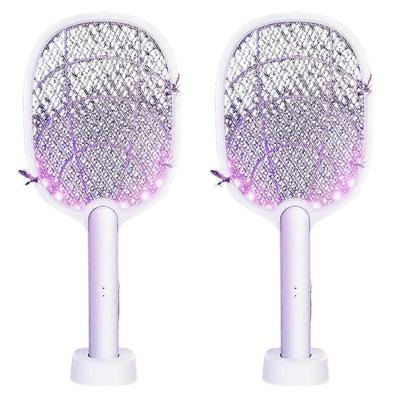 2Pcs 3 IN 1 Electric Mosquito Swatter Mosquito Killer 3500V USB Rechargeable Angle Adjustable Electric Bug Zapper Fly Bat Swatter