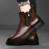 Fashion Casual Leather Side Zipper Chelsea Men's Boots Comfort Business Shoes Genuine Leather Pointed Men Ankle Boots Man Dress Shoes