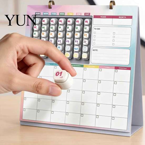 Time Management Tool Reusable Kids Desk Calendar with 42 Magnetic Event Stamps, Undated Monthly Planner Student Study for Habits Family Planning,