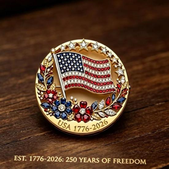 Brooch Pin American Flag Flower Blooming Enamel Lapel Pin with Stars Stripes