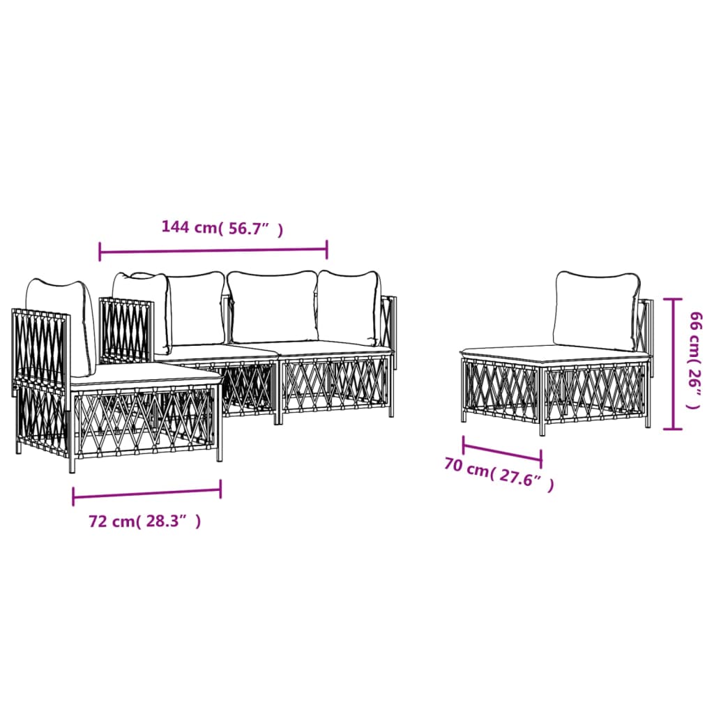 4 piece garden lounge set with cushions anthracite steel