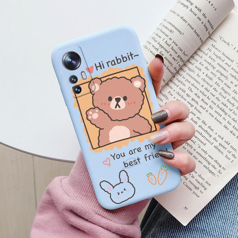Цветочный чехол для телефона для Xiaomi 12T Mi12T Pro Funda Милое сердце Мультяшная сова Xiaomi 12 T Xiaomi12T Pro Матовый мягкий ТПУ задняя крышка