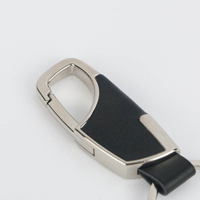 Кольцо с карабином для ключей. Металл, кожа