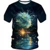 Мужская футболка с 3D-цифровой печатью и рисунком дракона, повседневная базовая рубашка и футболка с короткими рукавами