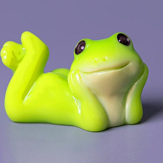 6Pcs Cartoon Frog Figurine Sitting Lying Frog Resin Statue Sculpture Home Office Desktop Car Dashboard Miniature Animal Decoration
