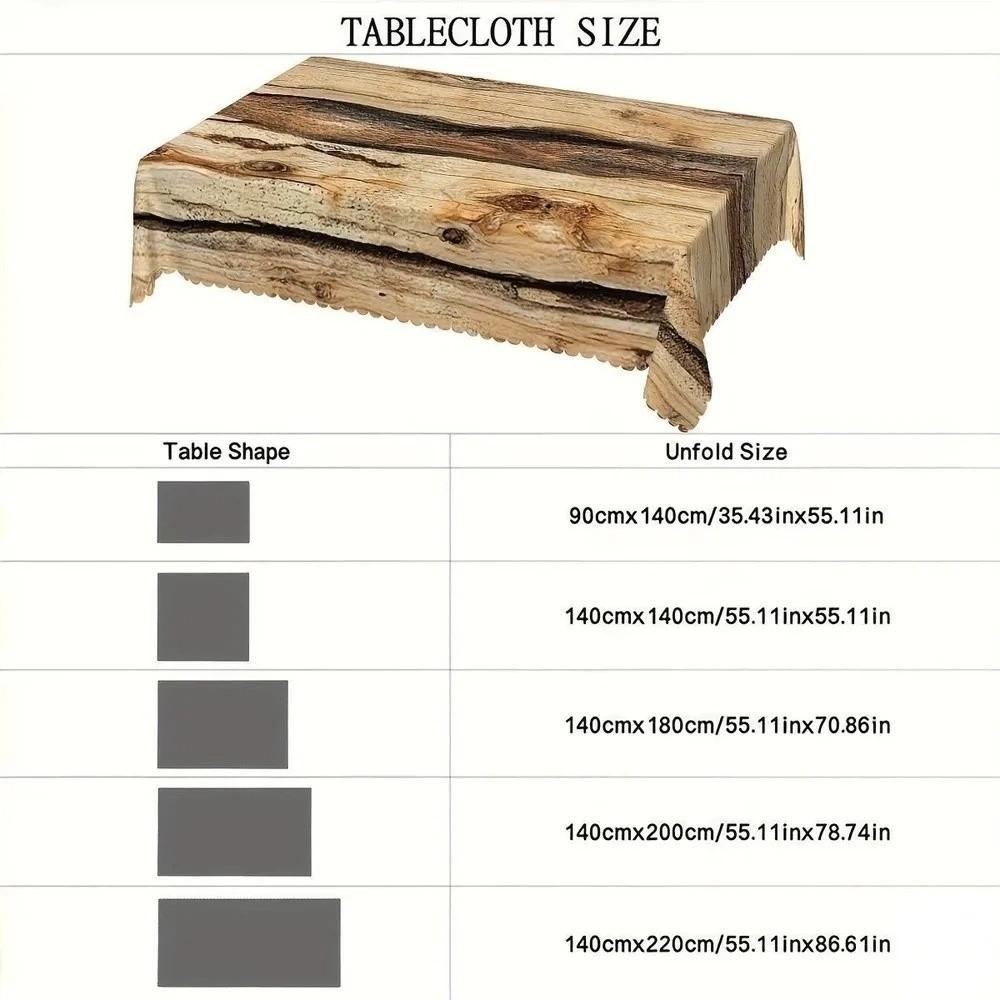 Square Printed Table Cover Rustic Wood Pattern Polyester Table Cloth Outdoor Event
