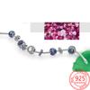 Подлинное серебро 925 пробы с черными ограненными бусинами из опала и фианитом, модные браслеты 3 мм, модные серебряные украшения