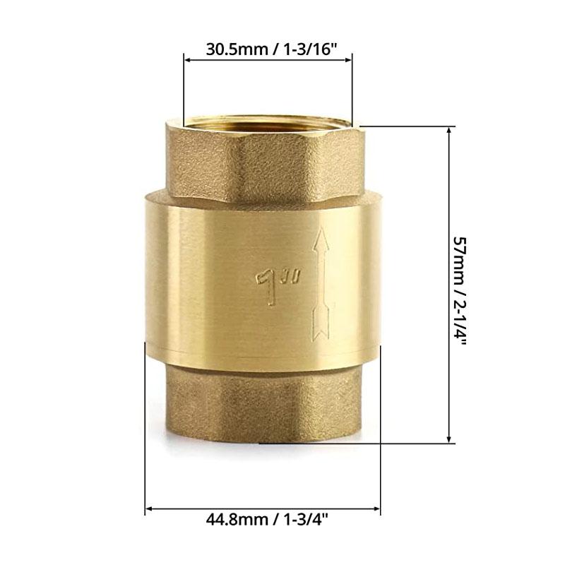 Factory Price Brass 1/2" Brass Vertical Check Valve With Spring One Way Check Valve