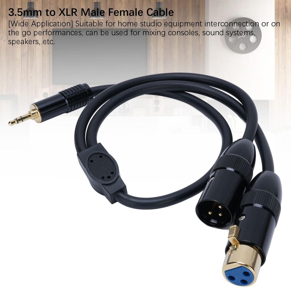 Разветвительный кабель 3,5 мм на XLR, длина 0,5 м, стерео штекер 3,5 мм на 3-контактный разъем XLR типа «папа» и «мама», кабель