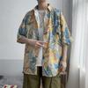 Hawaiian Men's Casual Flower Shirt Hong Kong Style Retro Beach Shirt Floral Couple Flower Shirt Short Sleeve Men