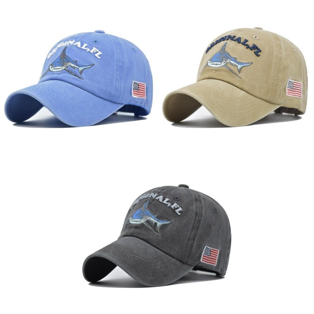 Shark Embroidered 3d Letter Baseball Cap Unisex Adjustable Cotton Casual Hat