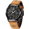 BENYAR Chronograph Watch with Leather and Brown or Black Men's Multi-Calendar Strap, Water-Resistant Scratch-Resistant,